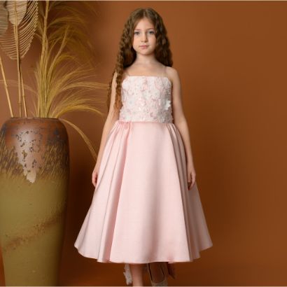 صورة فستان سهرة بناتي مع ذيل طويل بتصميم فاخر - 800