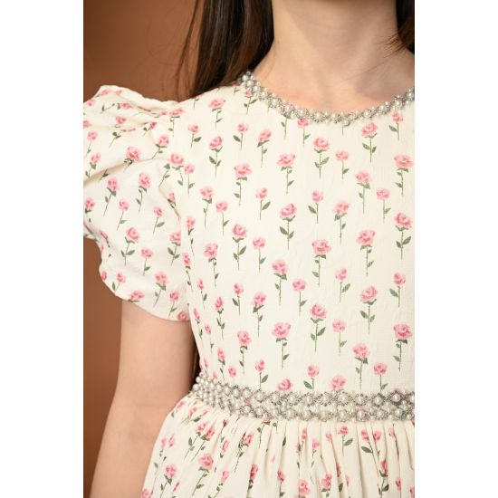 صورة فستان بناتي بطبعة الورود - 682