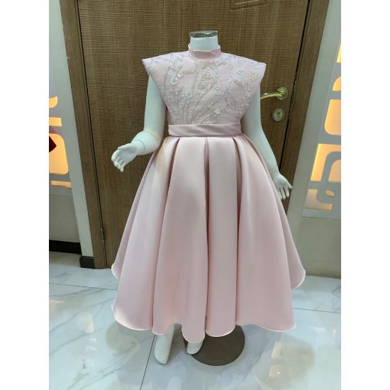 صورة فستان بناتي سهرة 4 الوان بتصميم منفوش وتطريز ناعم - M3604