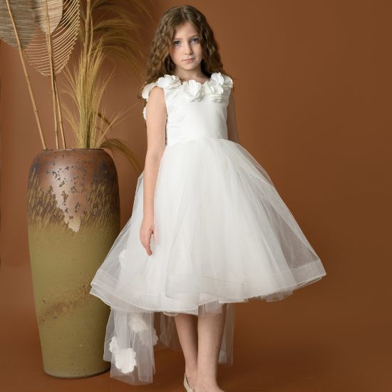 صورة فستان بناتي سهرة ورد - M3574