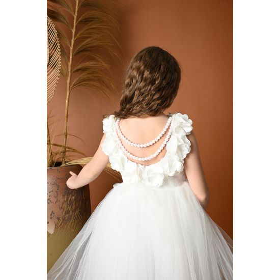 صورة فستان بناتي سهرة ورد - M3574