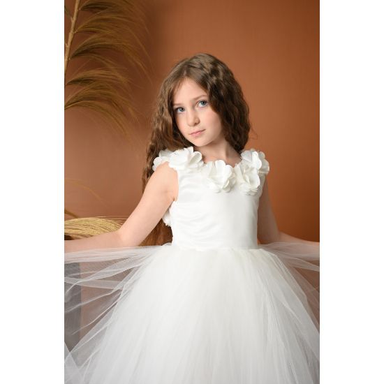 صورة فستان بناتي سهرة ورد - M3574