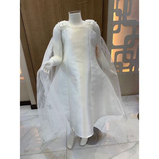 صورة فستان بناتي سهرة لونين فراشات وذيل - M3565