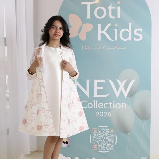 صورة طقم فستان وجاكيت بناتي بجيوب | تصميم مورد فاخر للمناسبات - 1046