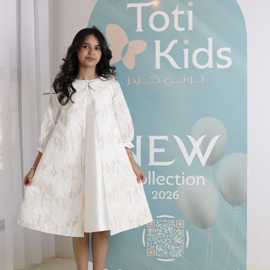 صورة طقم فستان وجاكيت بناتي | تصميم مورد فاخر للمناسبات - 1111