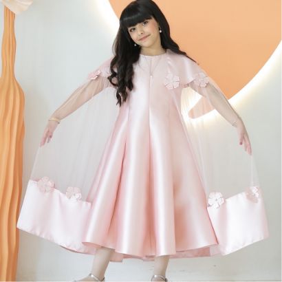 صورة فستان بناتي فراشة لحمي - m3626