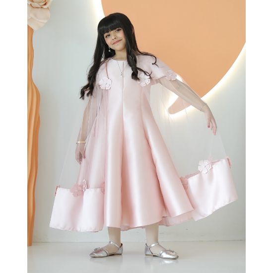 صورة فستان بناتي فراشة لحمي - m3626