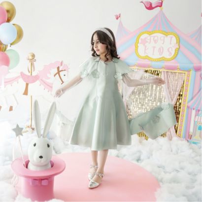 صورة فستان بناتي فراشة تفاحي - m3626