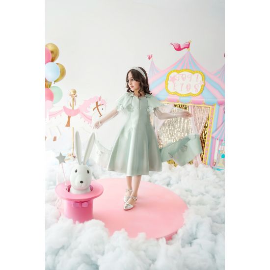 صورة فستان بناتي فراشة تفاحي - m3626