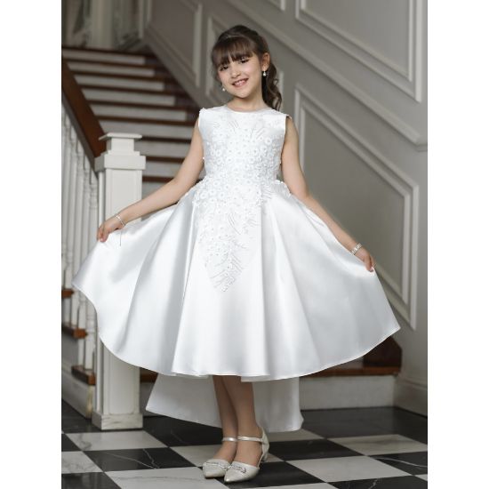 صورة فستان سهرة بناتي بتطريز وذيل لإطلالة ملكية بلونين - 1033