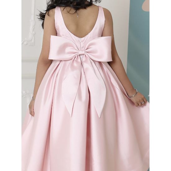 صورة فستان بناتي بلونين هاي لو | تصميم بفيونكة خلفية ضخمة - M3768