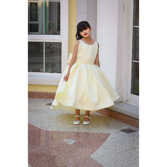 صورة فستان بناتي بـلونين هاي لو | فستان سهرة ساتان فاخر - M3768