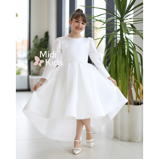 صورة فستان سهرة بناتي ميكادو فاخر | فيونكة خلفية كبيرة وتصميم ملكي - m3783