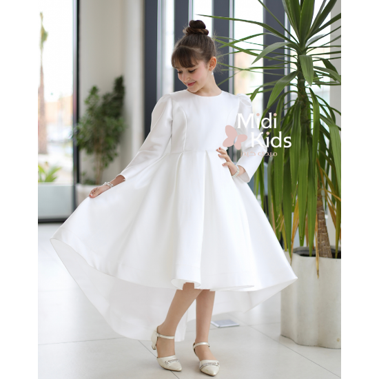 صورة فستان سهرة بناتي ميكادو فاخر | فيونكة خلفية كبيرة وتصميم ملكي - m3783