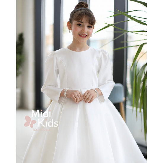 صورة فستان سهرة بناتي ميكادو فاخر | فيونكة خلفية كبيرة وتصميم ملكي - m3783