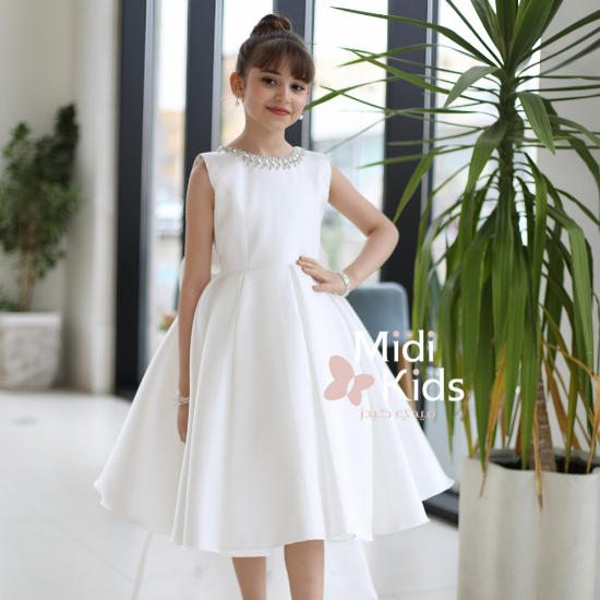 صورة فستان سهرة ميكادو فاخر | ذيل مرصع وقصة ظهر مميزة مع فيونكة - m3778