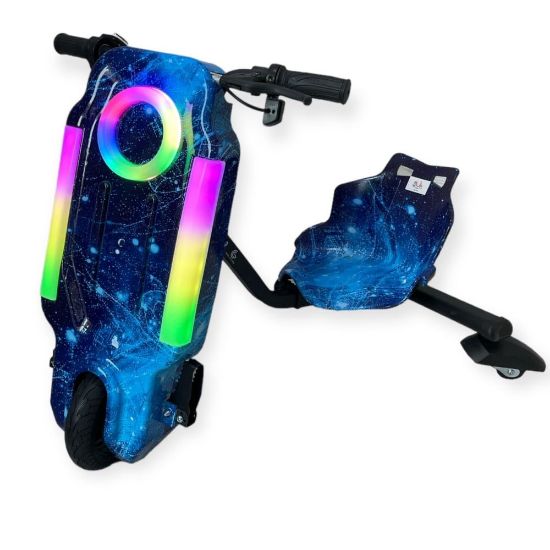 صورة سكوتر درفت صغير 36 فولت فضائي بلون ازرق بثلاث عجلات