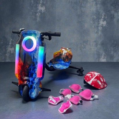 صورة سكوتر درفت صغير ناري متعدد الالوان 36 فولت بثلاث عجلات