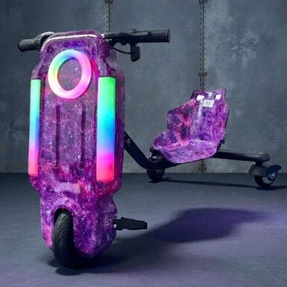 صورة سكوتر درفت صغير 36 فولت فضائي بلون ارجواني بثلاث عجلات