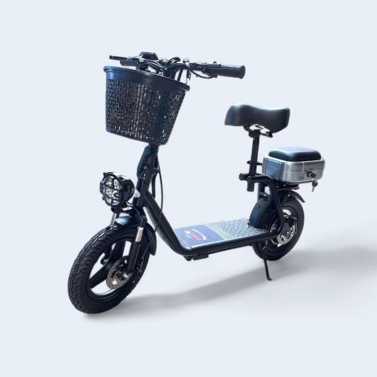 صورة سكوتر بسلة أمامية مع محفظة مقاس 14 بـ 48 فولت