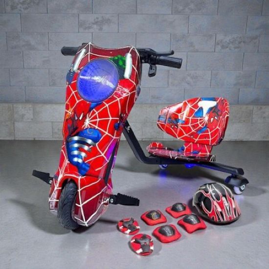 صورة سكوتر درفت كبير سبايدرمان 36 فولت بلدات دائرية وبثلاث عجلات