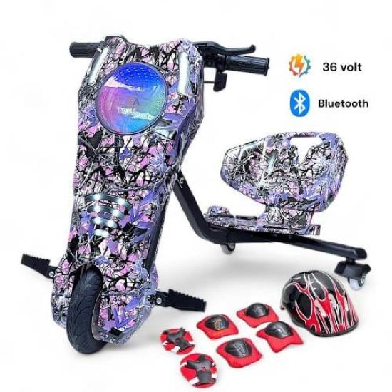 صورة سكوتر درفت كبير بتصميم فضائي 36 فولت بلدات دائرية وبثلاث عجلات