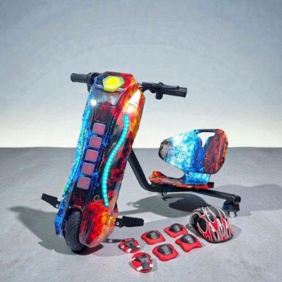 صورة سكوتر درفت كبير بطبعة نارية مزدوجة 36 فولت بلدات طويلة وبثلاث عجلات