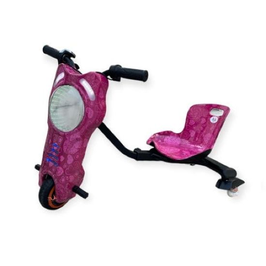 صورة سكوتر درفت صغير بطبعات قلوب زهرية للبنات 36 فولت بثلاث عجلات