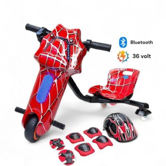 صورة سكوتر درفت صغير مميز بطبعات سبايدر مان 36 فولت بثلاث عجلات