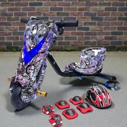 صورة سكوتر درفت صغير بطبعات ملونة 36 فولت بثلاث عجلات