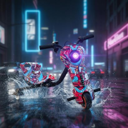 صورة سكوتر درفت صغير بطبعات ملونة رائعة 36 فولت بثلاث عجلات