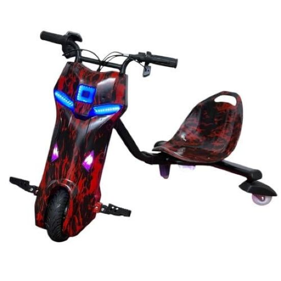 صورة سكوتر درفت صغير بطبعات فضائية حمراء 36 فولت بثلاث عجلات