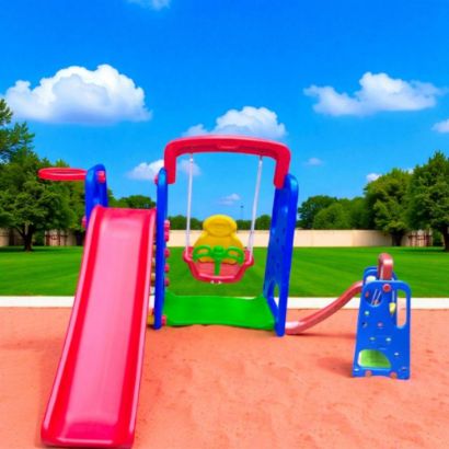 صورة مجموعة ألعاب للأطفال (منزلق ومرجيحة)