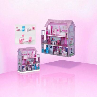 صورة منزل الدمية الوردي: عالم من الخيال والمتعة للأطفال