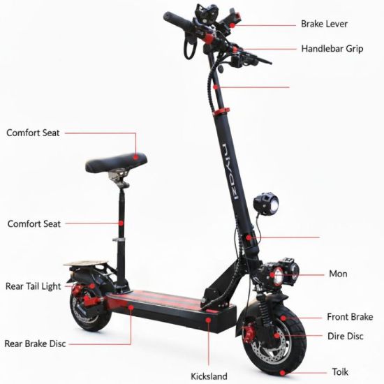 صورة سكوتر كهربائي رياضي بمقعد مريح وفرامل ديسك مزدوجة