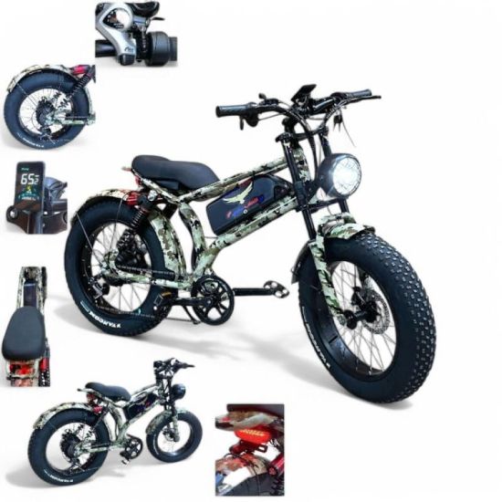 صورة دراجة الوحش الكهربائية بتصميم الكامو العسكري