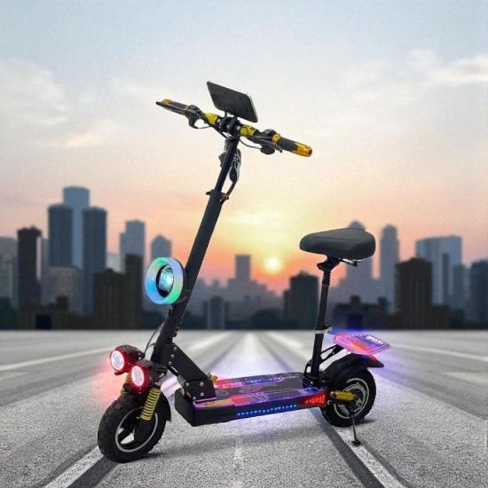 صورة سكوتر كهربائي رياضي بمقعد وإضاءة LED متعددة