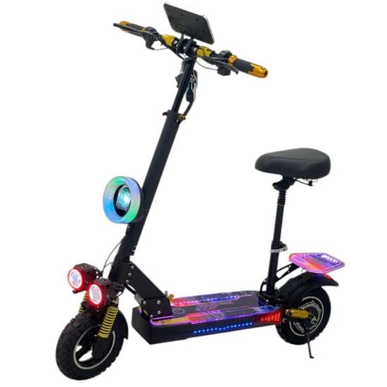 صورة سكوتر كهربائي رياضي بمقعد وإضاءة LED متعددة