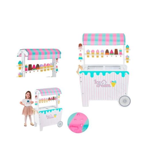 صورة عربة آيس كريم للأطفال مع أكواب وملحقات