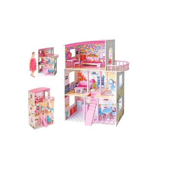 صورة منزل دمى متعدد الطوابق للأطفال مع أثاث كامل