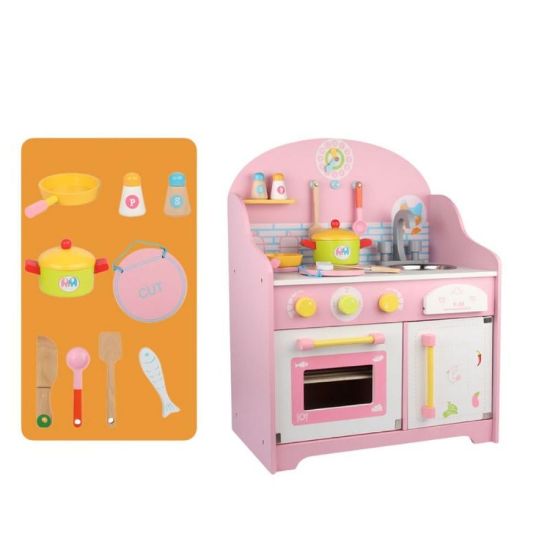 صورة مطبخ خشبي وردي للأطفال  ( حبتين )
