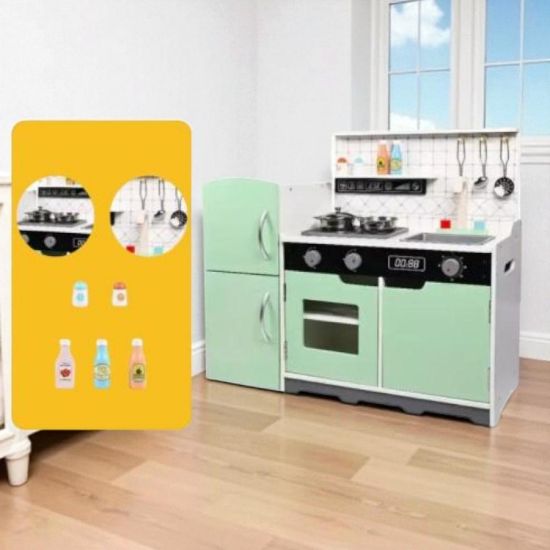 صورة مطبخ الأناقة النعناعي ثلاجة وموقد كبير