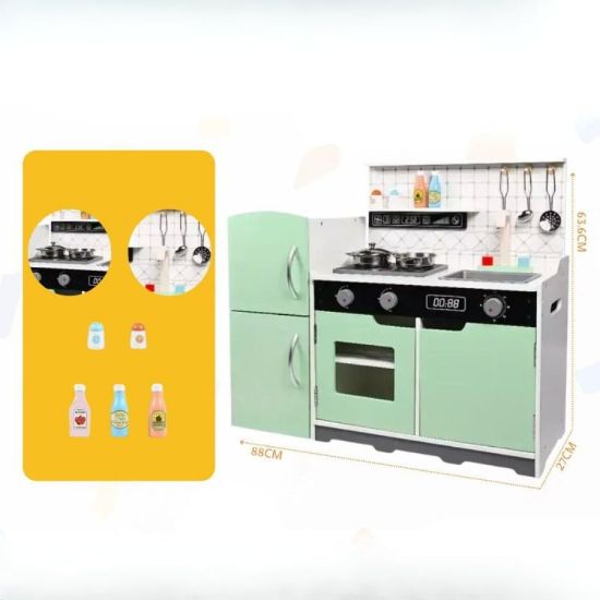 صورة مطبخ الأناقة النعناعي ثلاجة وموقد كبير