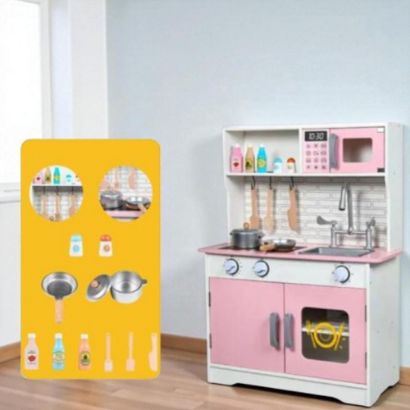 صورة مطبخ الأميرات الوردي الخشبي