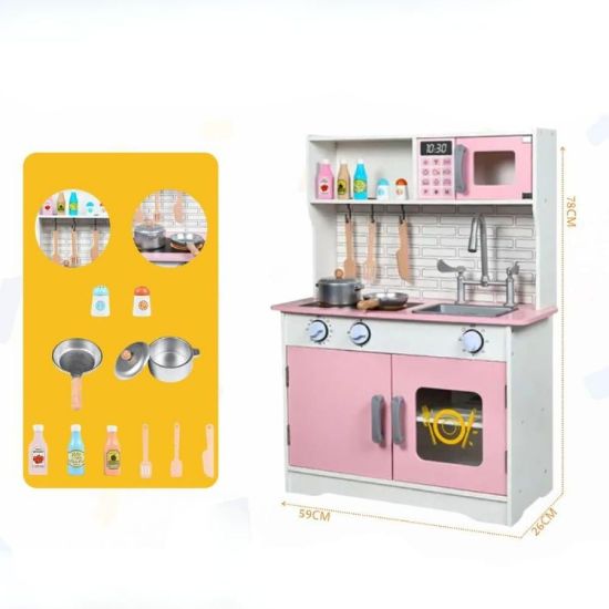 صورة مطبخ الأميرات الوردي الخشبي