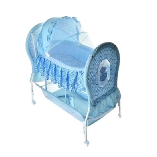 صورة سرير أطفال هزاز مع ناموسية وحواف مرتفعة