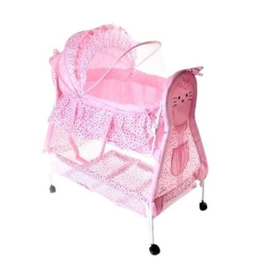 صورة سرير أطفال هزاز مع ناموسية وتصميم أرنب