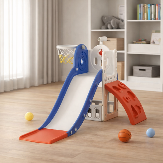 صورة زحليقة أطفال مع سلة كرة