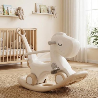 صورة حصان هزاز أطفال مع عجلات