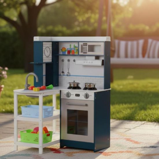 صورة مطبخ أطفال تفاعلي خشبي مع إضاءة وصوت